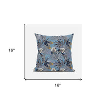 16” Gray Blue Tropical Suede Throw Pillow