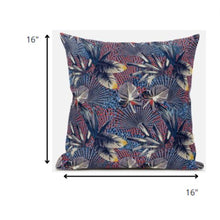16” Indigo Red Tropical Suede Throw Pillow