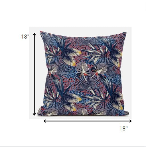 18 英寸靛藍色熱帶絨面革抱枕