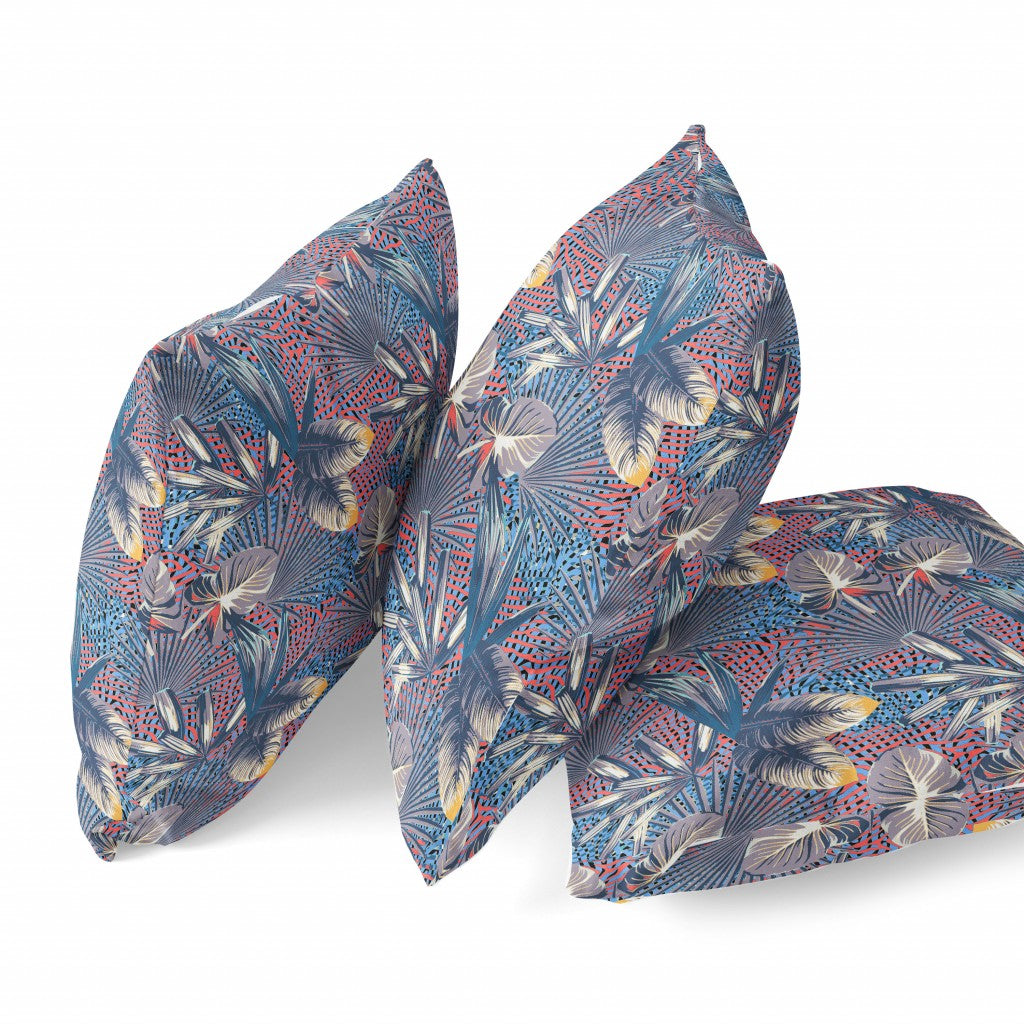 18 英寸靛藍色熱帶絨面革抱枕