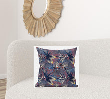 18 英寸靛藍色熱帶絨面革抱枕