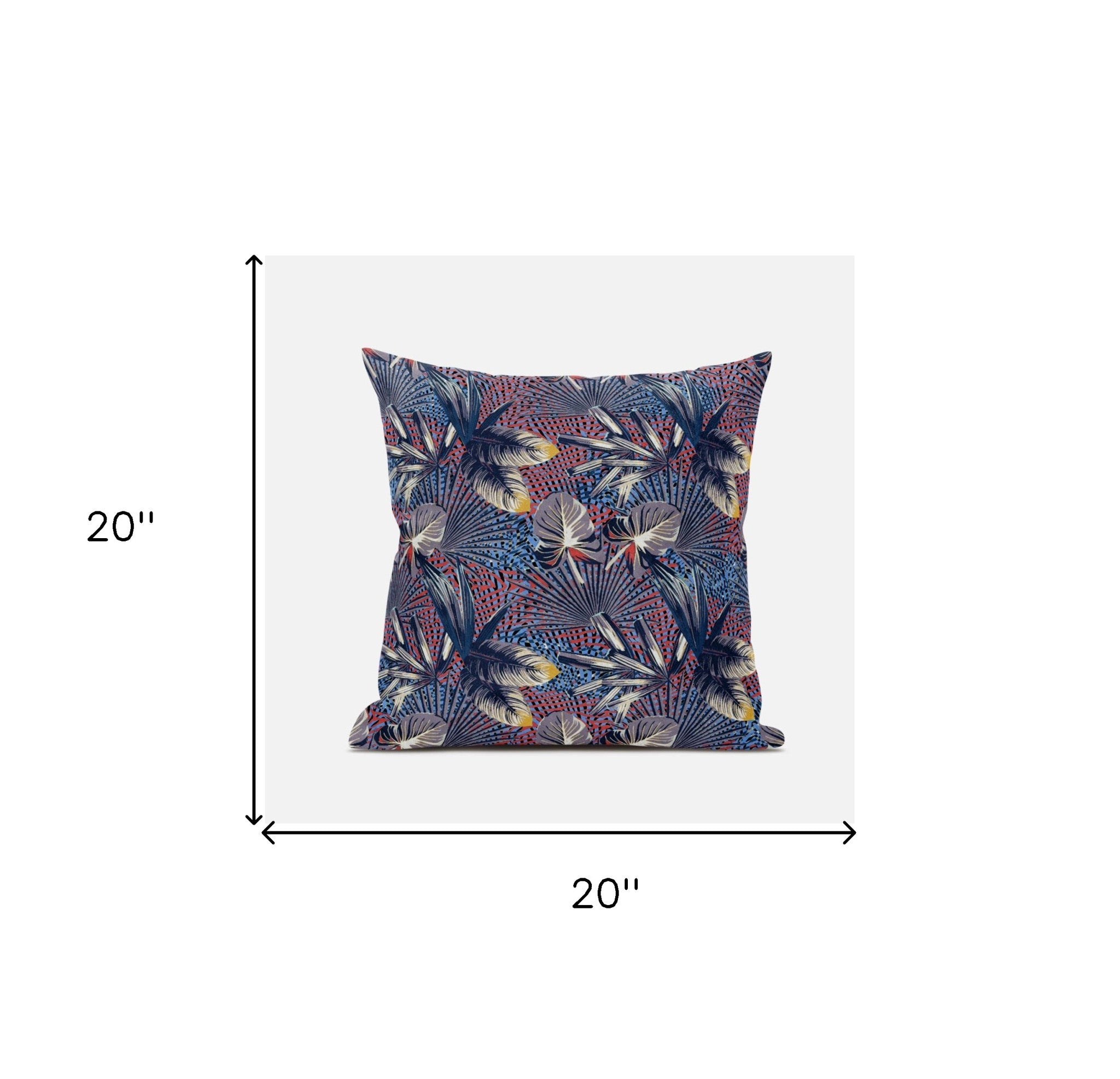 18 英寸靛藍色熱帶絨面革抱枕