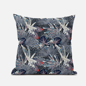 16” Purple Indigo Tropical Suede Throw Pillow