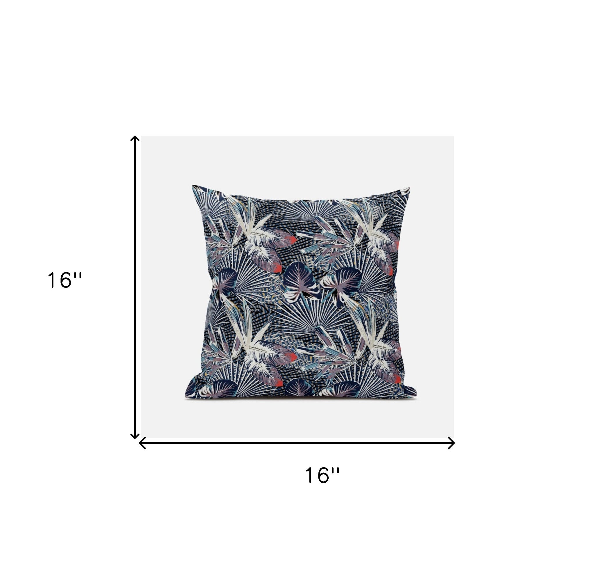 16” Purple Indigo Tropical Suede Throw Pillow