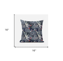 16” Purple Indigo Tropical Suede Throw Pillow