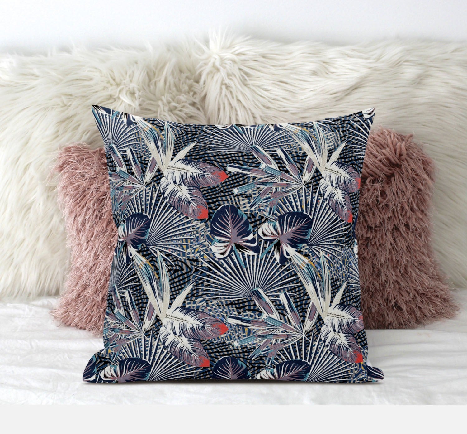 18 英寸紫色靛藍熱帶絨面革抱枕