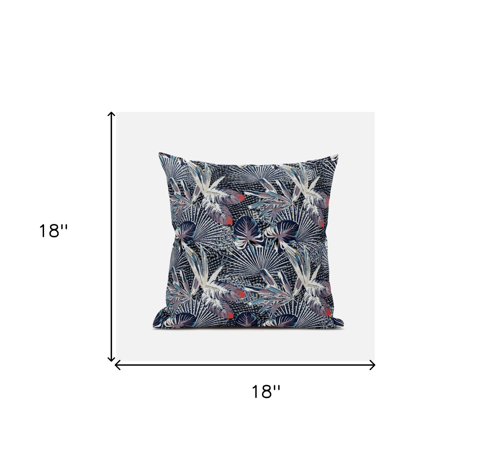 18 英寸紫色靛藍熱帶絨面革抱枕