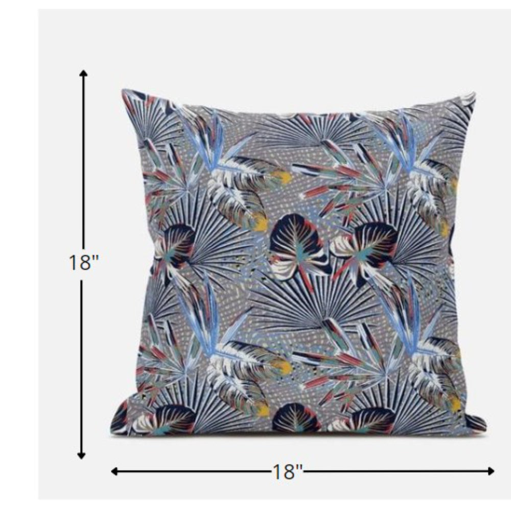 18 英寸靛藍色熱帶絨面革抱枕