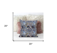 18 英寸靛藍色熱帶絨面革抱枕