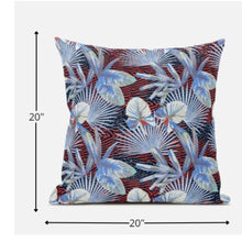 18 英寸藍紅色熱帶絨面革抱枕