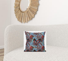 16” Coral Blue Tropical Suede Throw Pillow