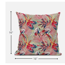 16” Red Gold Tropical Suede Throw Pillow