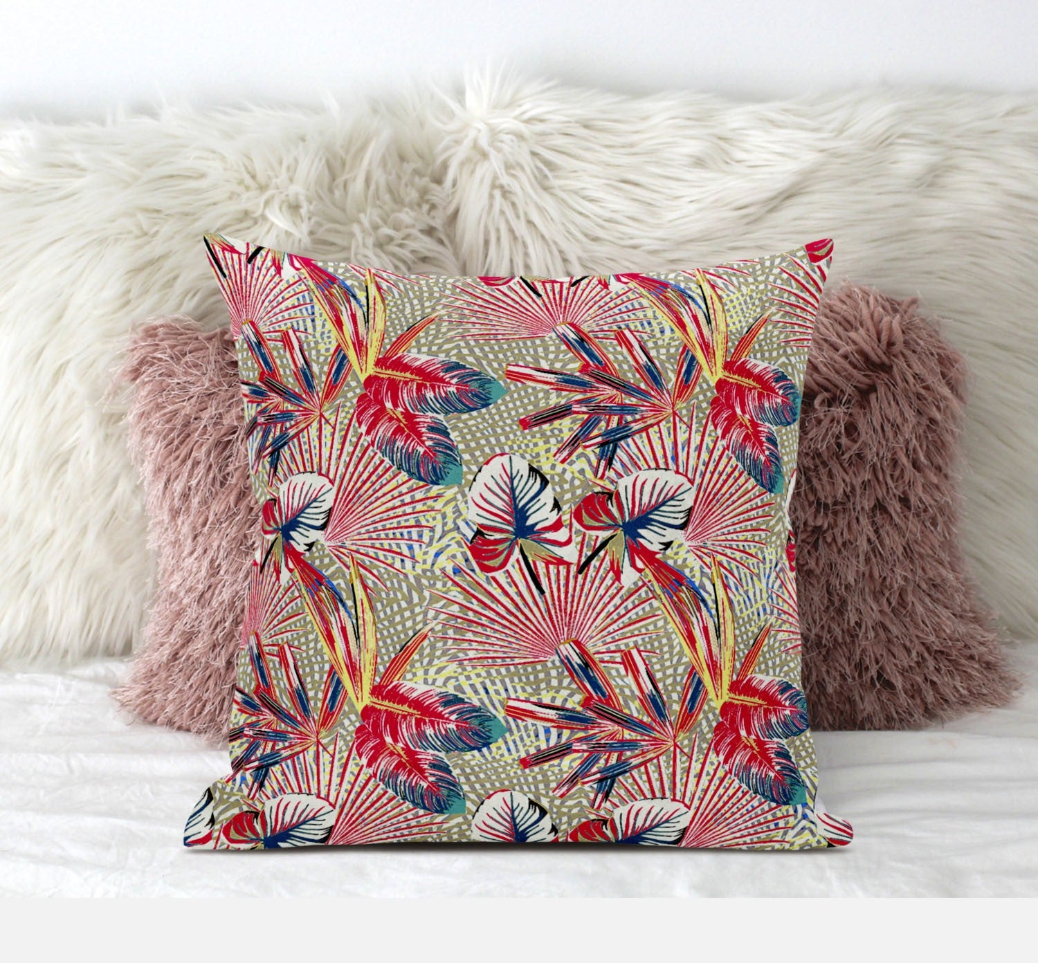 18 英寸紅金熱帶絨面革抱枕