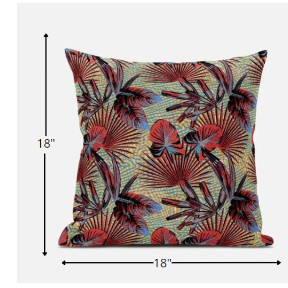 Cojín de ante tropical amarillo rojo de 18.0 in.