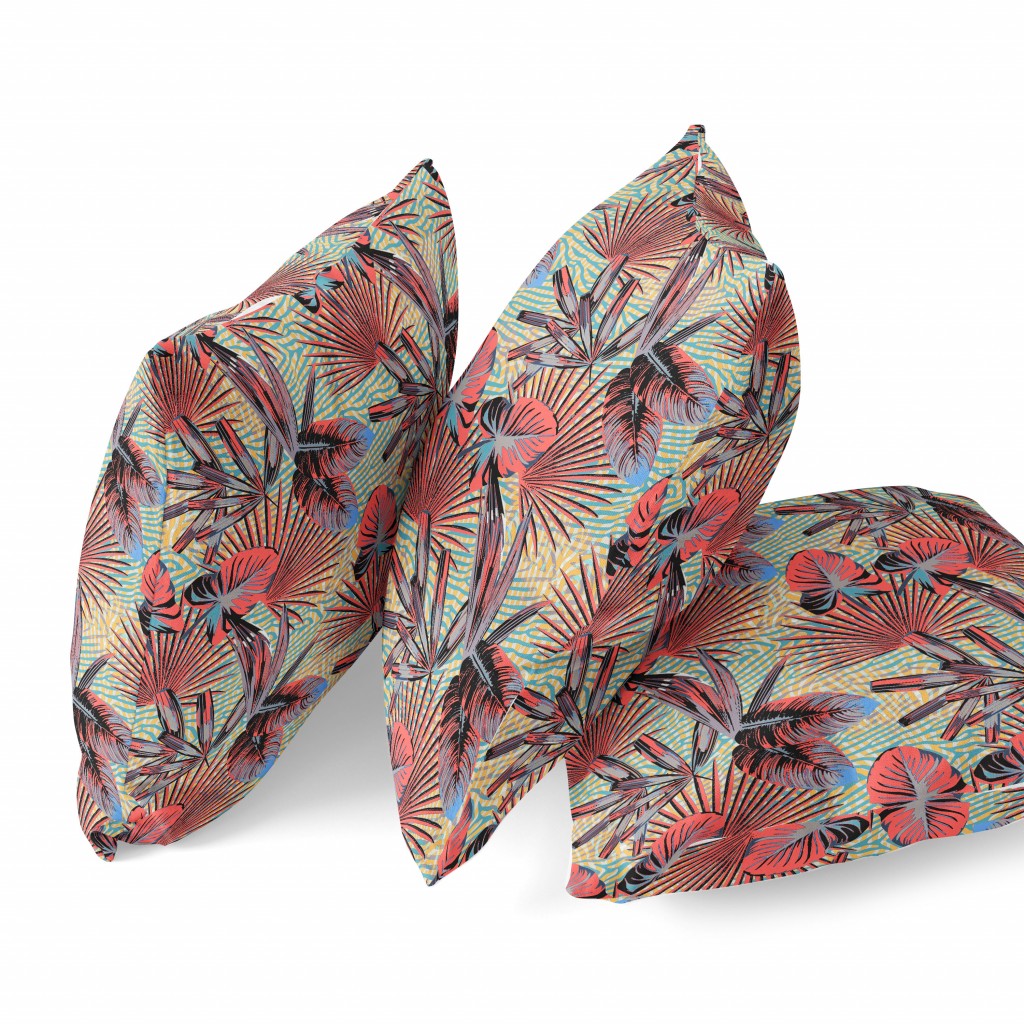 Cojín de ante tropical amarillo rojo de 18.0 in.