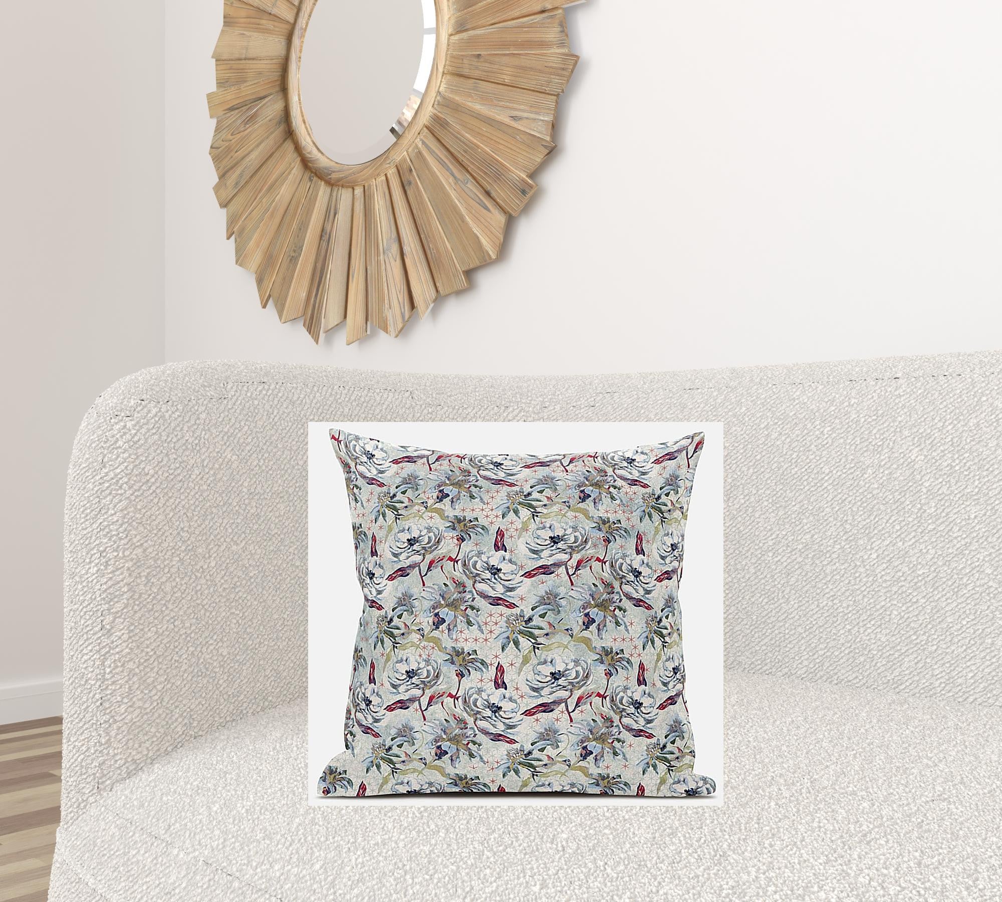 18 英寸淺綠灰色玫瑰絨面革抱枕