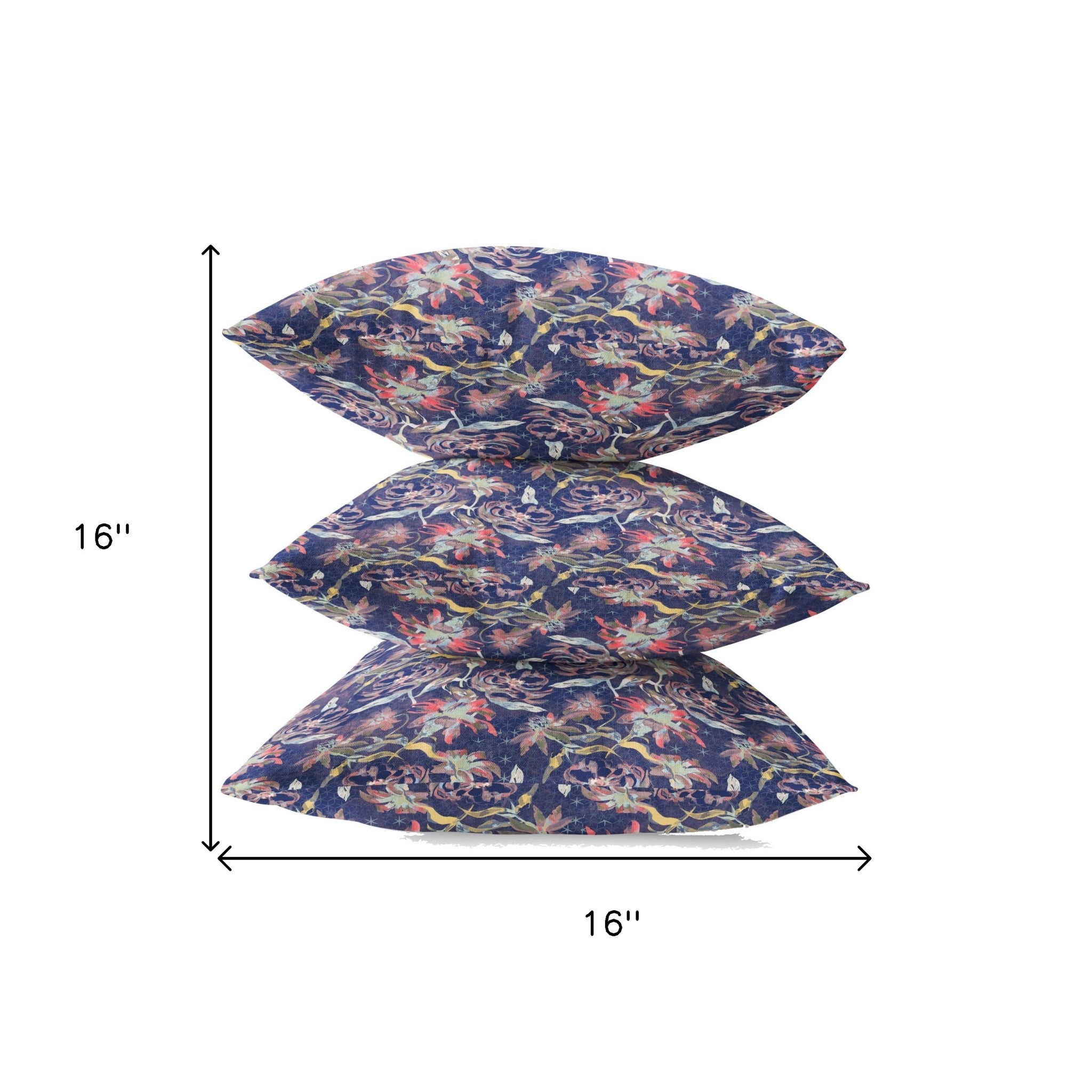 16" Midnight Blue Roses Suede Throw Pillow