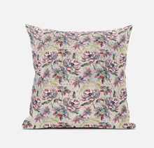 Cojín de gamuza rosa con rosas amarillas de 18