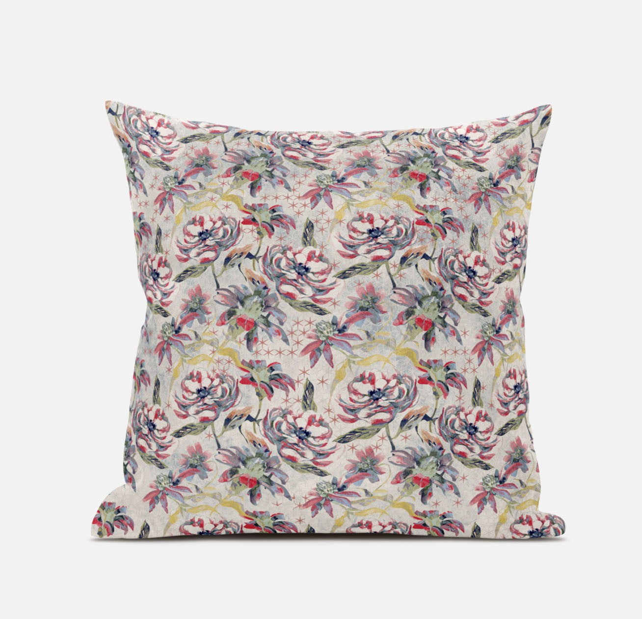 Cojín de gamuza rosa con rosas amarillas de 18"