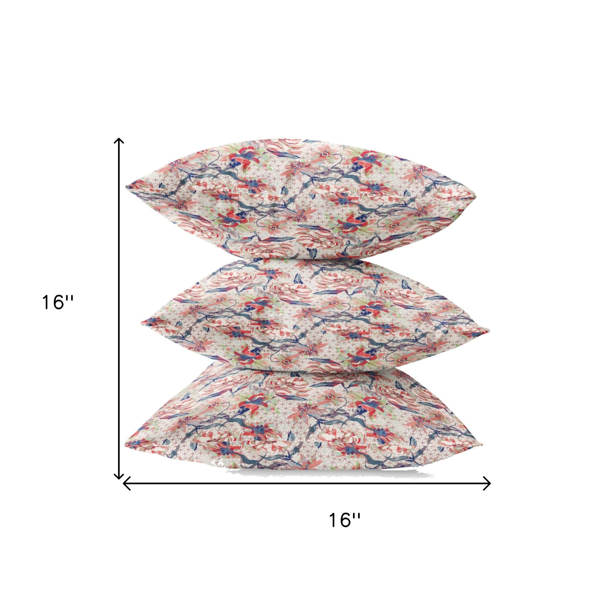 16" Red Light Indigo Roses Suede Throw Pillow