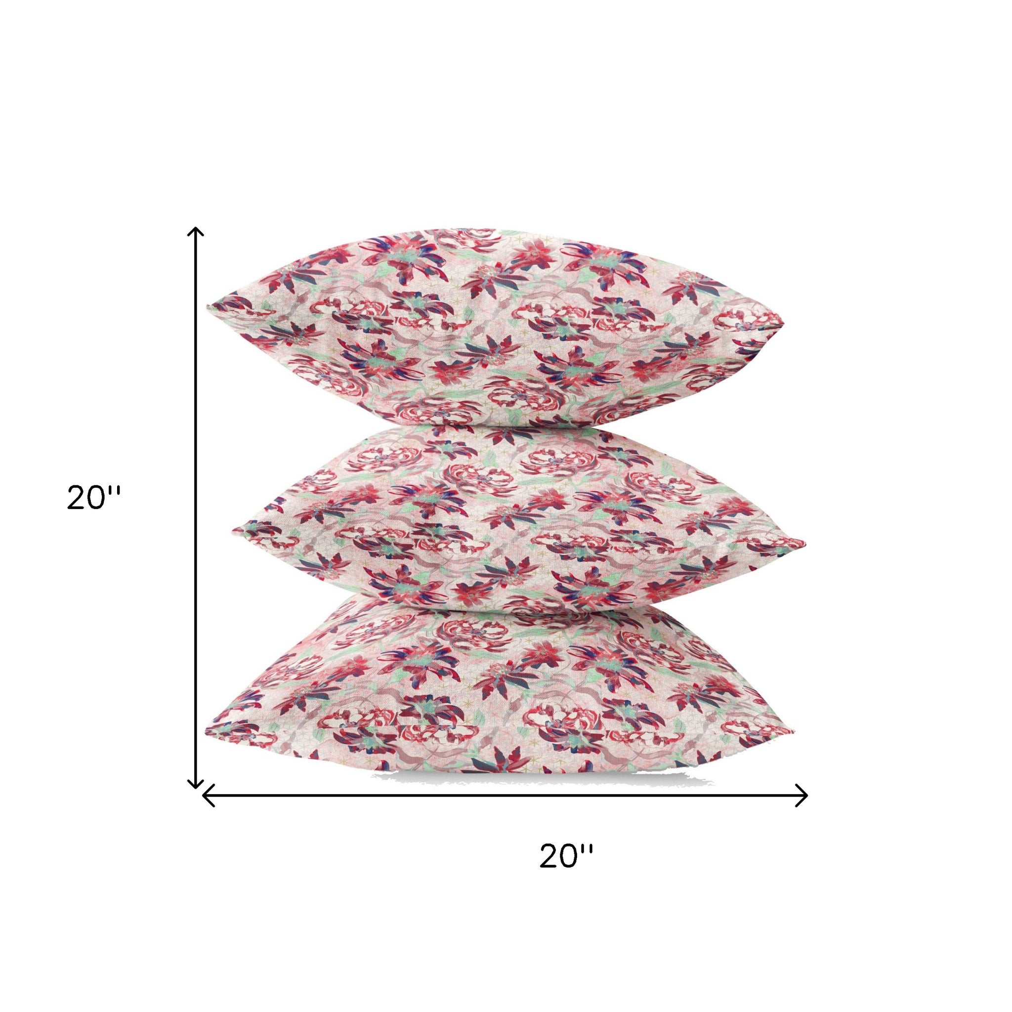 18" Red White Roses Suede Throw Pillow