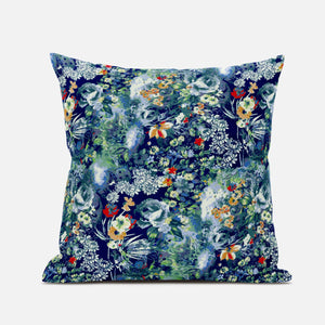 16" Blue Turquoise Springtime Suede Throw Pillow