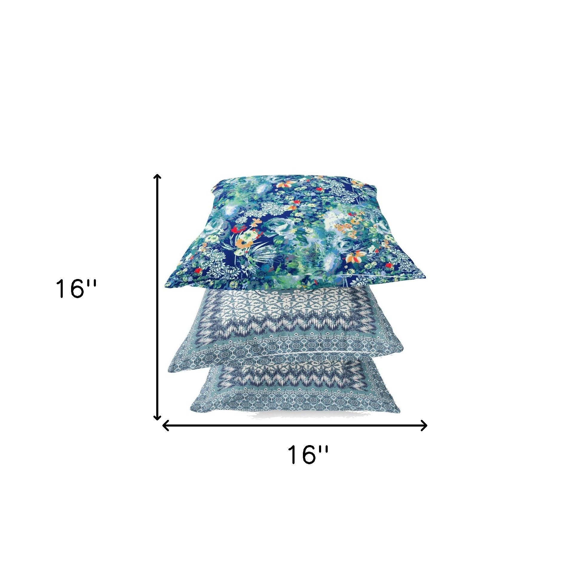 16" Blue Turquoise Springtime Suede Throw Pillow