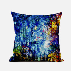 18" Bright Blue Yellow Springtime Suede Throw Pillow