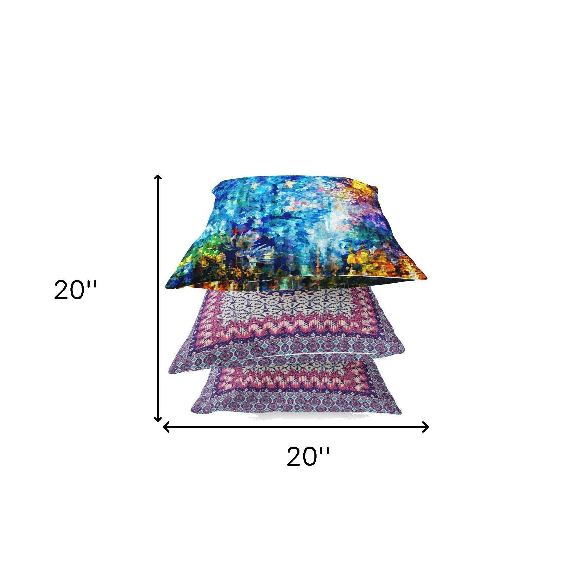 18" Bright Blue Yellow Springtime Suede Throw Pillow