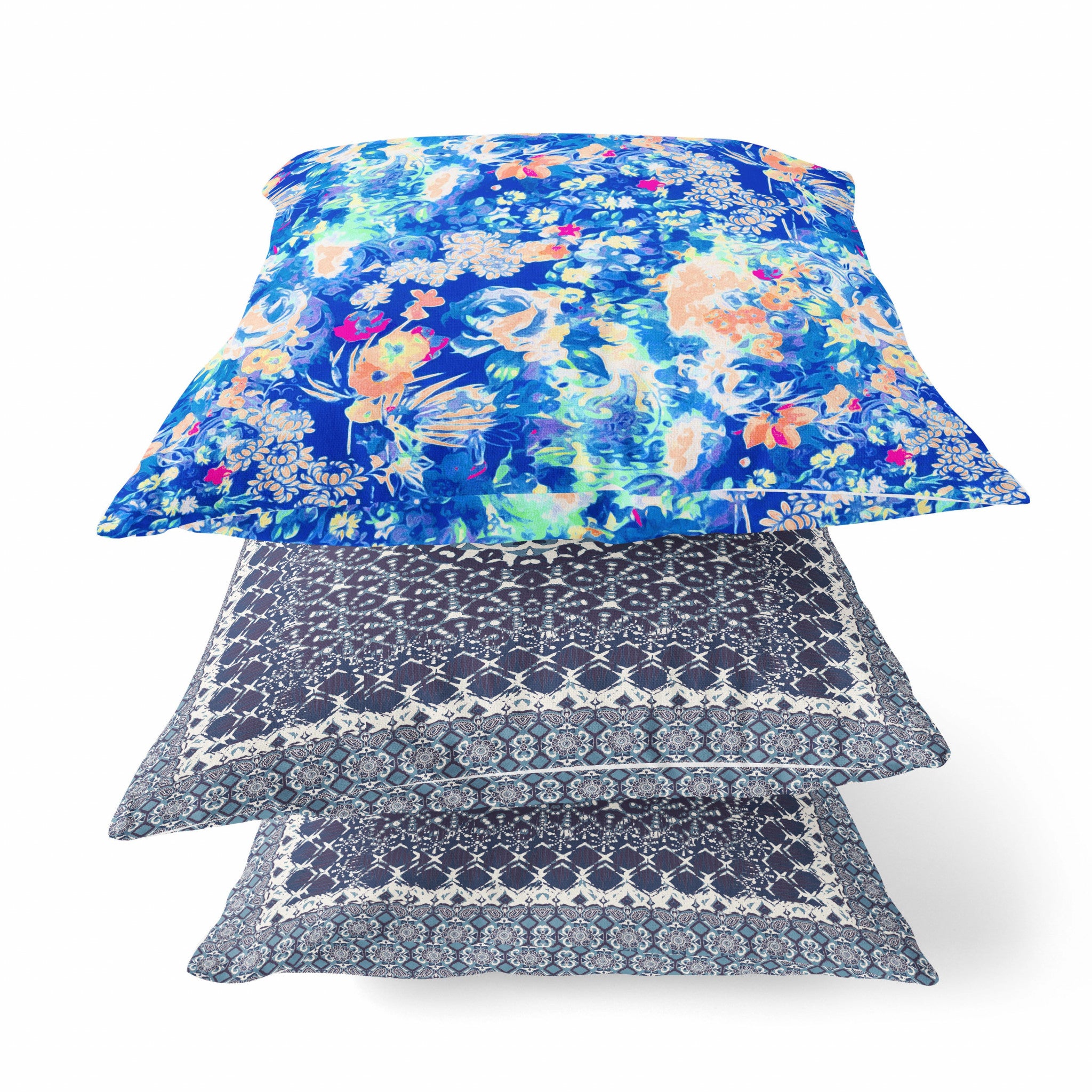 18" Bright Blue Springtime Suede Throw Pillow