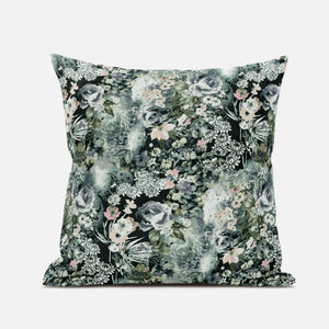 16" Green Gray Springtime Suede Throw Pillow