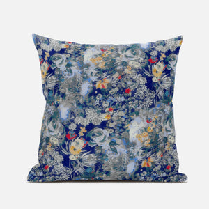 16" Blue Gray Springtime Suede Throw Pillow