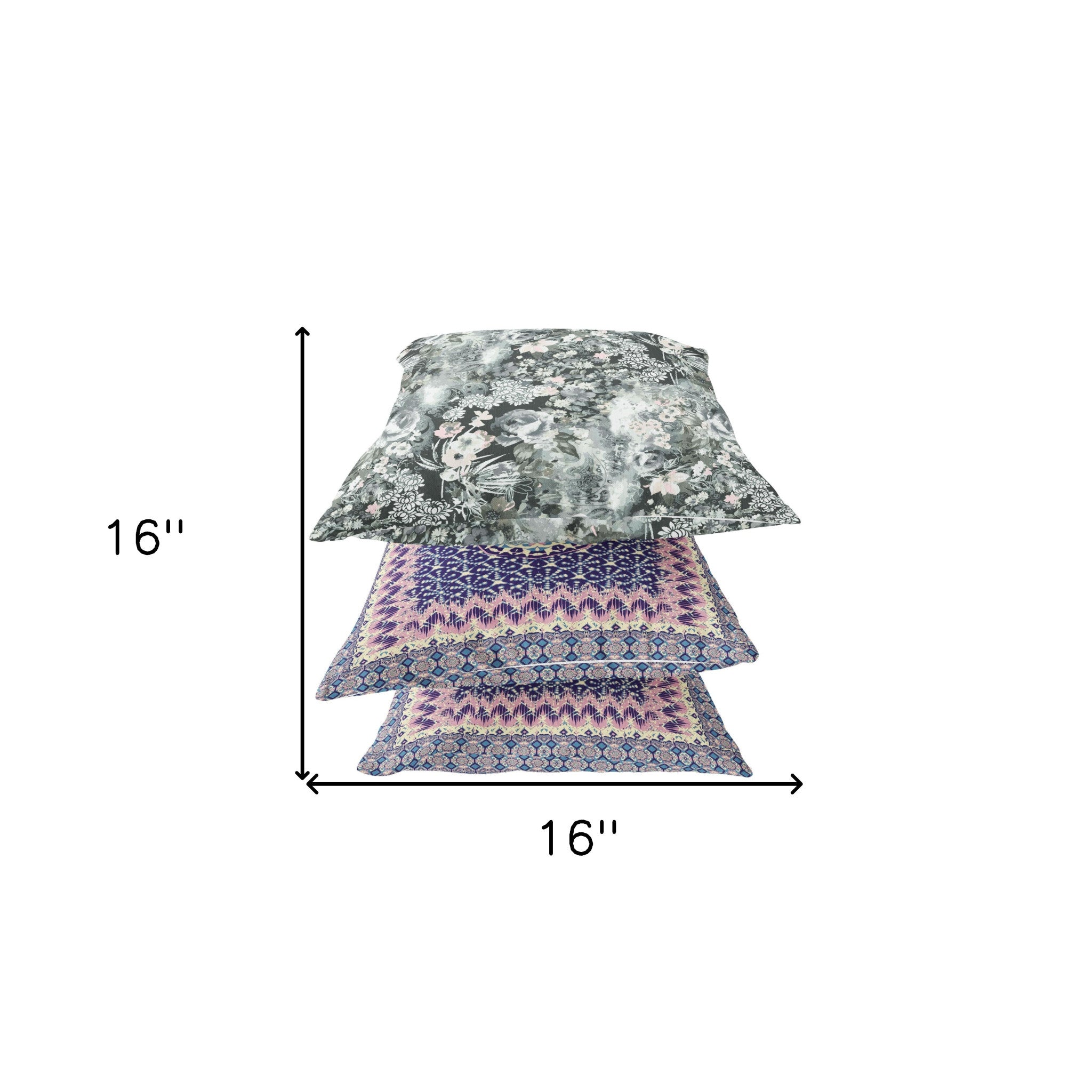 16" Gray White Springtime Suede Throw Pillow