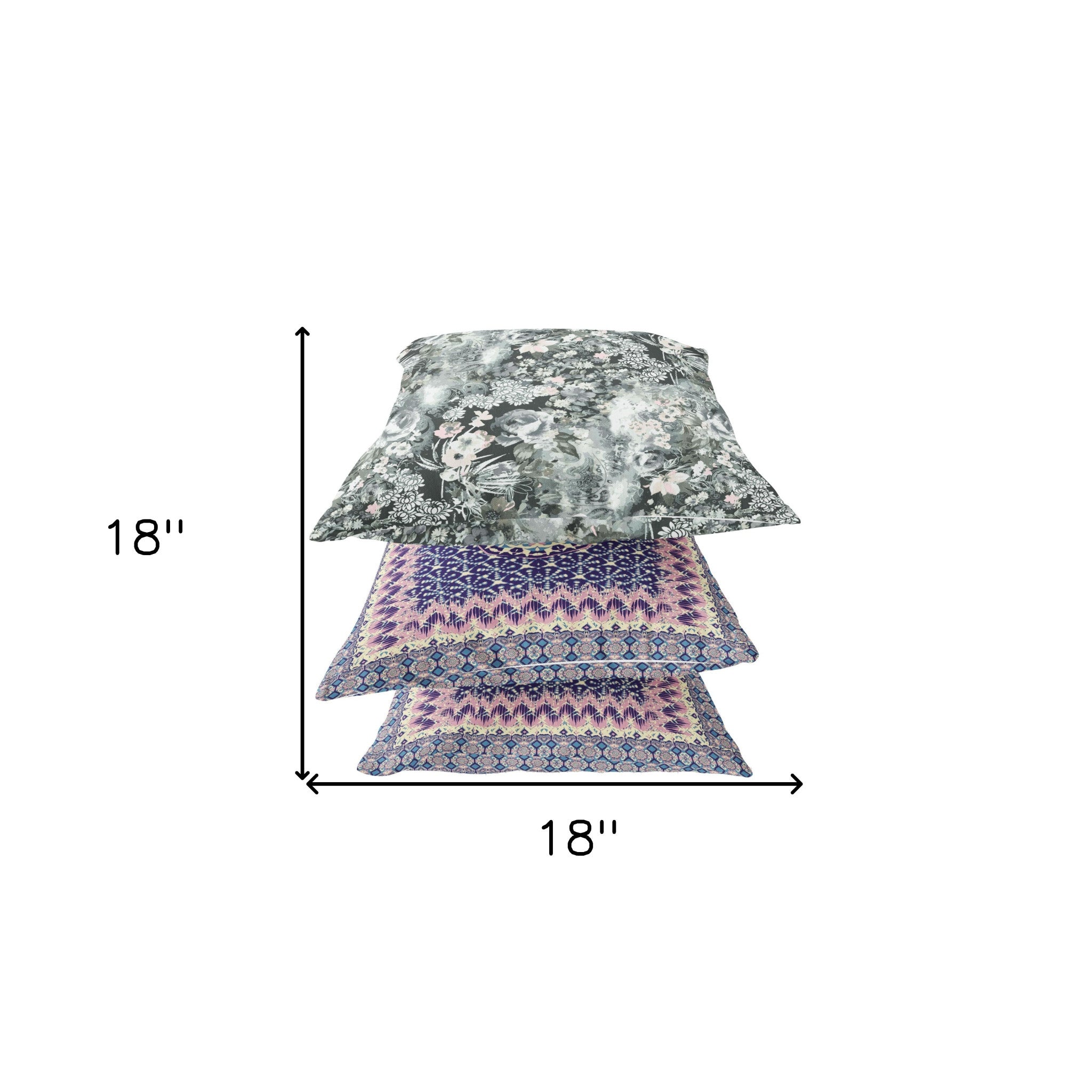 18" Gray White Springtime Suede Throw Pillow