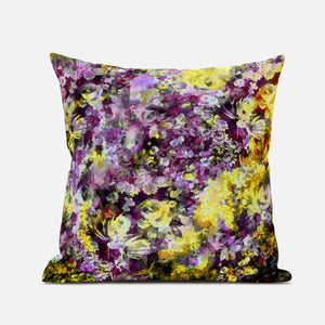 16" Purple Yellow Springtime Suede Throw Pillow