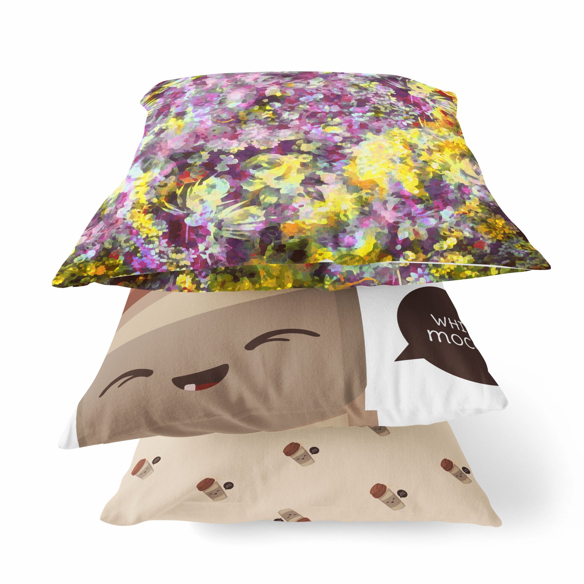 18" Purple Yellow Springtime Suede Throw Pillow