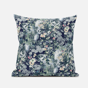 16" Gray Indigo Springtime Suede Throw Pillow