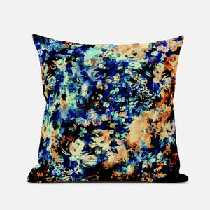 16" Orange Blue Springtime Suede Throw Pillow