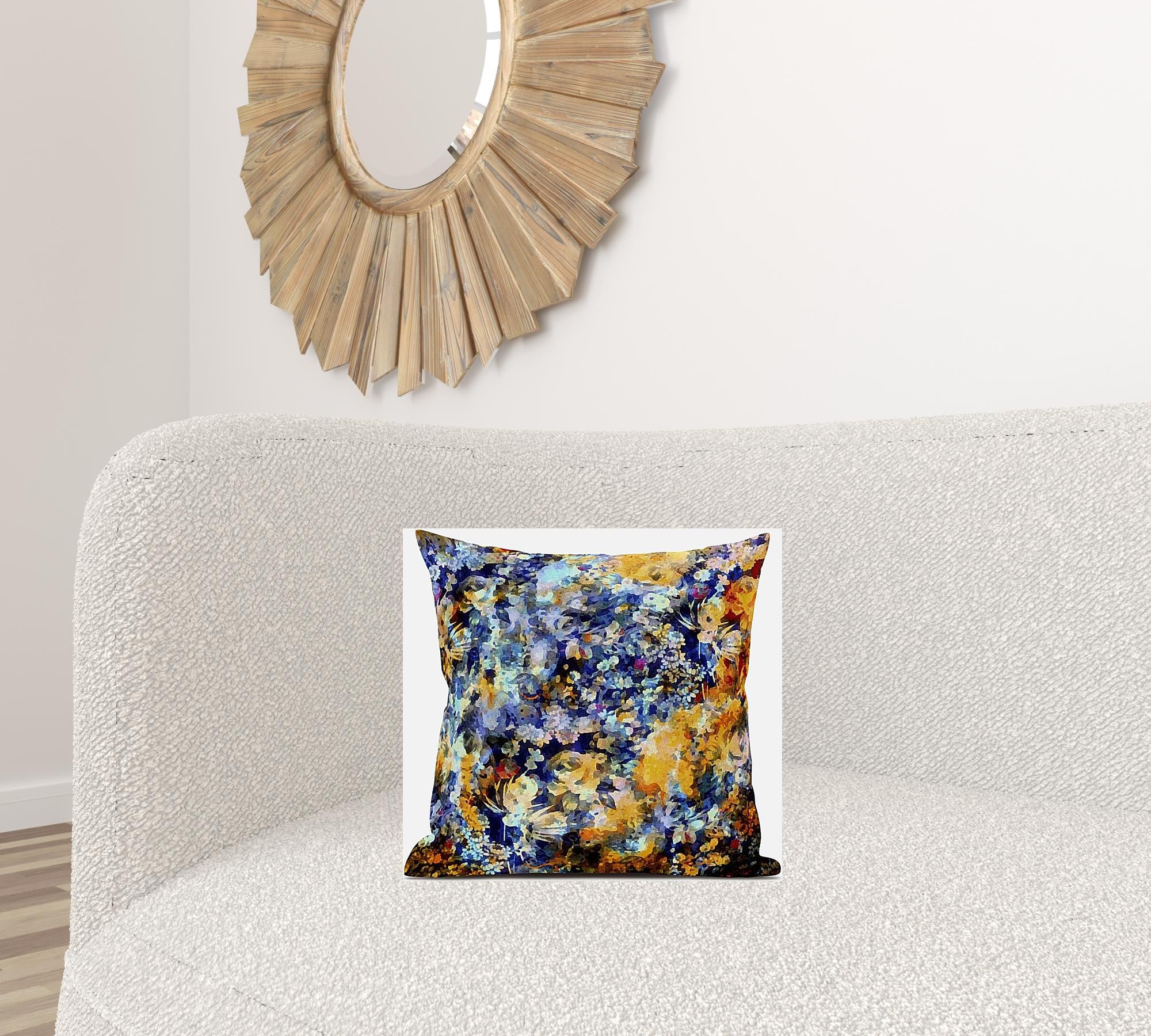 16" Orange Indigo Springtime Suede Throw Pillow