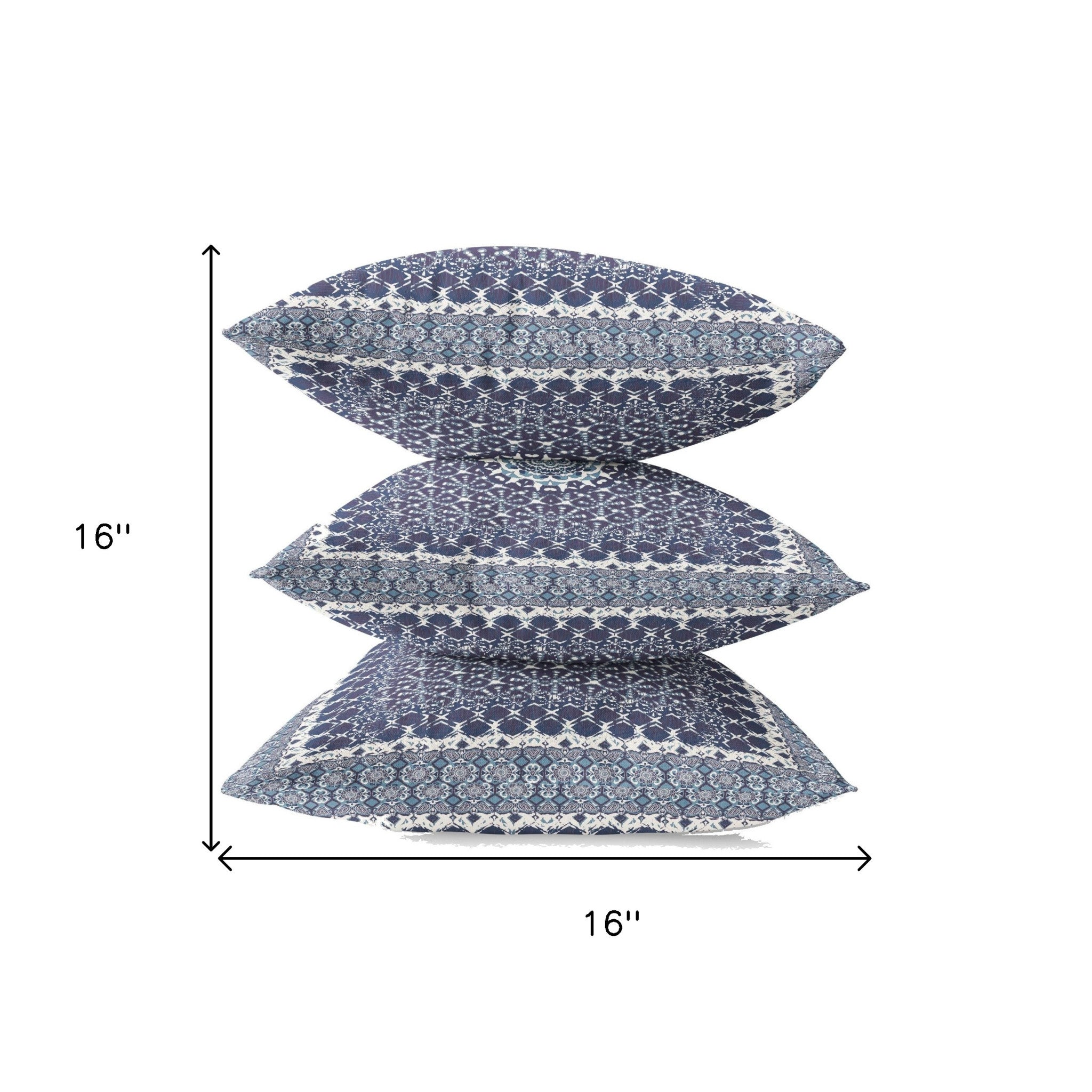 16” Indigo Blue Holy Floral Suede Throw Pillow