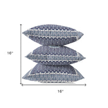 16” Indigo Blue Holy Floral Suede Throw Pillow