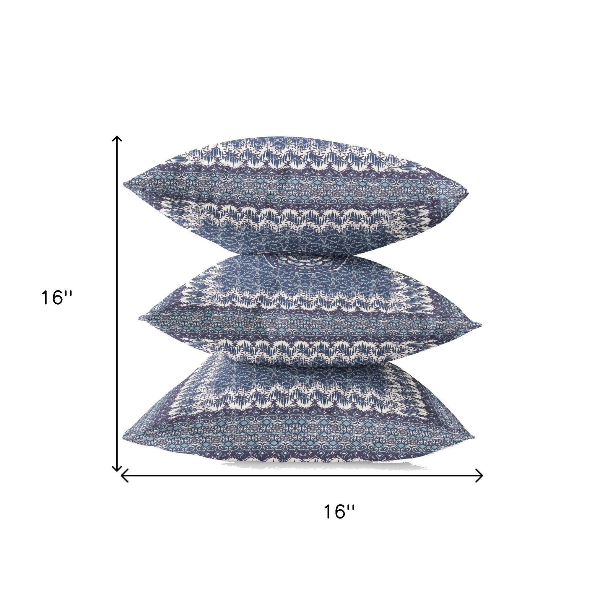 16” Indigo White Holy Floral Suede Throw Pillow