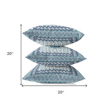 Cojín de gamuza floral azul blanco sagrado de 18 