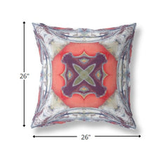 18” Gray Peach Geo Tribal Indoor Outdoor Throw Pillow