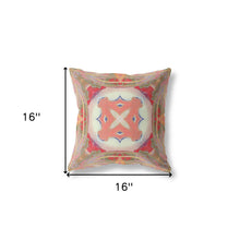 16” Peach Green Geo Tribal Indoor Outdoor Throw Pillow