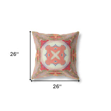 18” Peach Green Geo Tribal Indoor Outdoor Throw Pillow