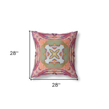 18” Magenta Green Geo Tribal Indoor Outdoor Throw Pillow