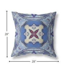 18” Blue Cream Geo Tribal Indoor Outdoor Throw Pillow