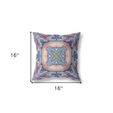 16” Indigo Peach Geo Tribal Indoor Outdoor Throw Pillow