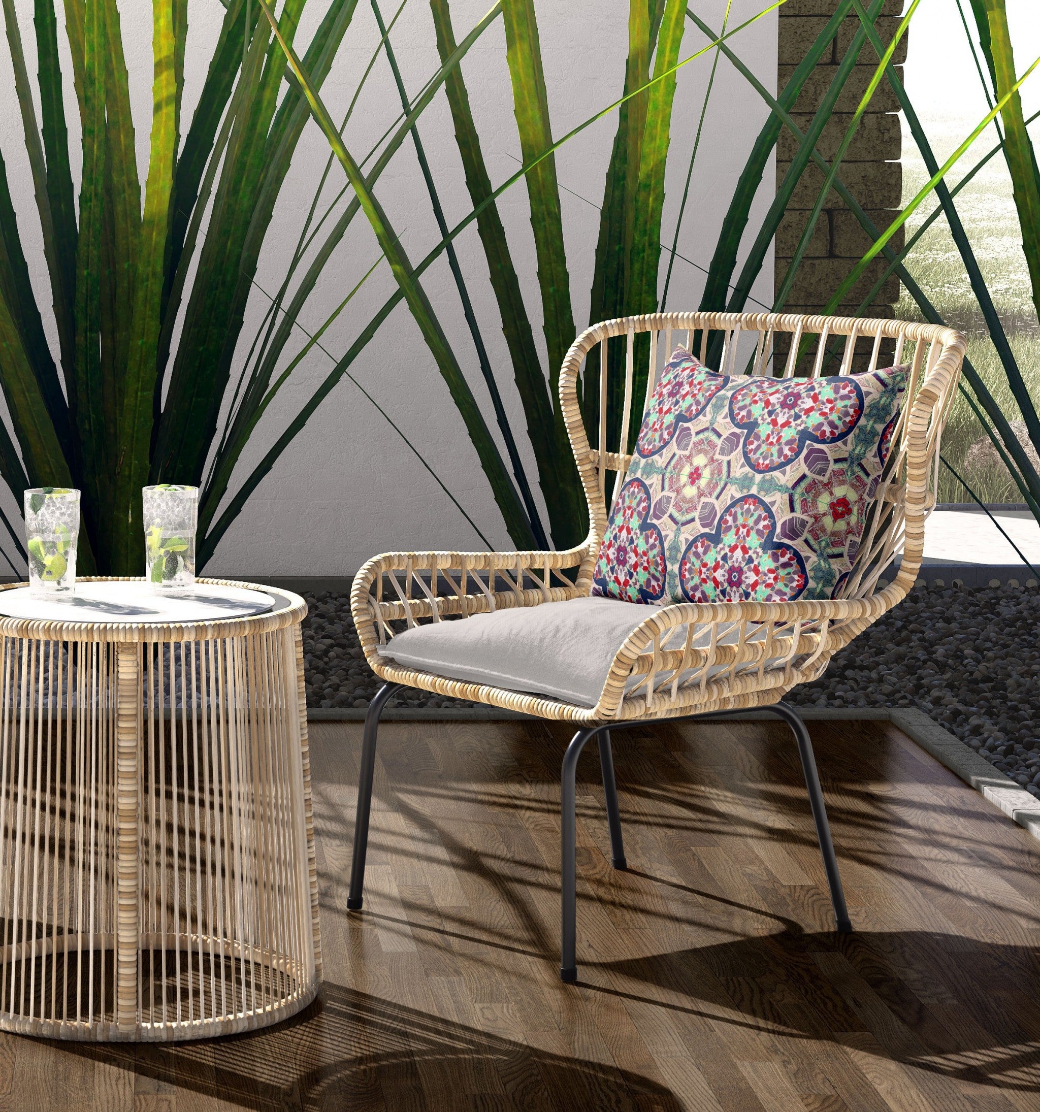 16" Mauve Blue Cloverleaf Indoor Outdoor Throw Pillow